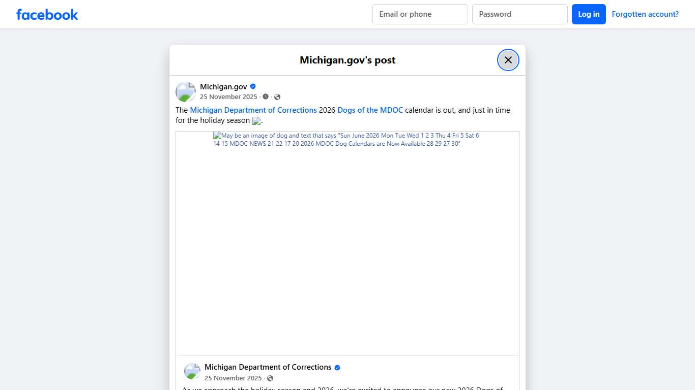 Michigan.gov - The Michigan Department of Corrections 2026... Facebook